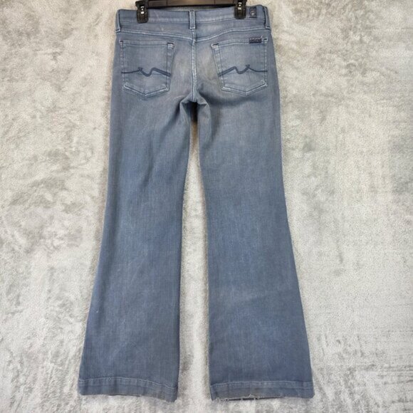 7 For All Mankind Jeans Womens 30 Blue Low Rise Ginger Flare Stretch Denim Pants - Picture 2 of 16